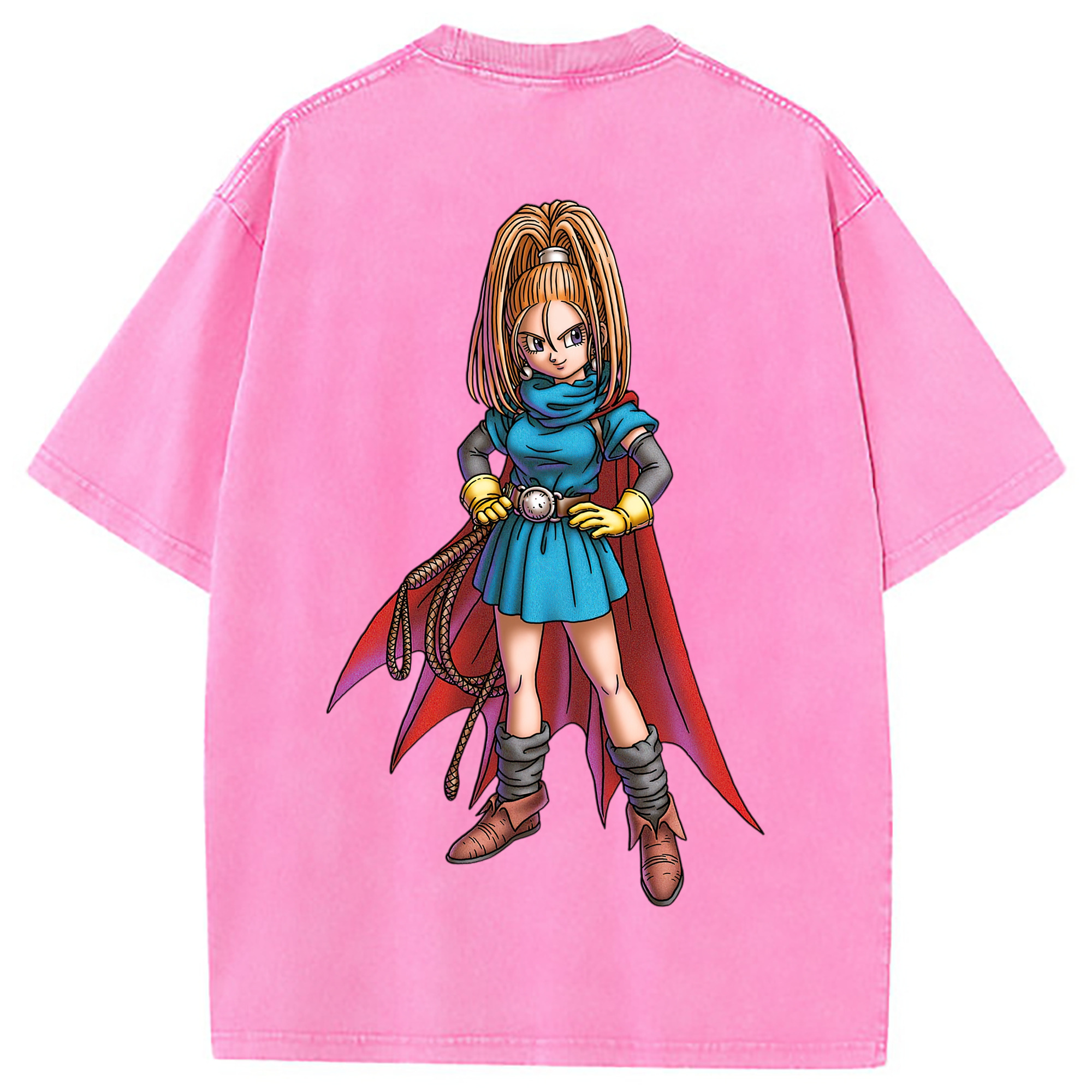 （画像用） ドラゴンクエスト Doragon Kuesuto Dragon Quest 綿100% ヴィンテージ風 半袖Tシャツ（背面プリント）